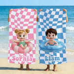 Serviette de plage à séchage rapide personnalisée avec nom Accessoire de vacances d'été Cadeau d'anniversaire pour les enfants