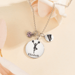 Personalizado Cheerleader Birthstone Collar Mujeres Joyas con Nombre y Colgante Cumpleaños Aniversario Regalo para Cheerleaders