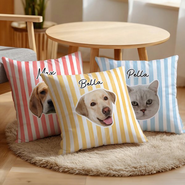 Coussin personnalisé en forme d'aquarelle avec le nom de l'animal Cadeau d'anniversaire pour les propriétaires d'animaux de compagnie