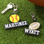 Personalized Basketball Baseball Sports Acrylic Keychain Bag Tag with Name Game Day Birthday Gift for Sport Lovers