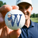 Personalised Cartoon Character Golf Ball with Name and Initial Birthday Sports Game Day Gift for Golfers Golf Players