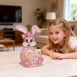 Personalized Cute Easter Bunny Wooden Egg Holder Standing with Name Easter Home Decoration Gift for Boys Girls