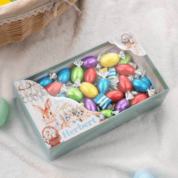 Personalized Cute Bunny Happy Easter Gift Box with Name Daily Use Party Favors Gift for Girls Boys