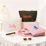 Personalisierte Multicolor Blume Lollipop Design bestickt Nylon Handtasche mit Winding Name Travel Essential Geburtstag Geschenk für Frauen