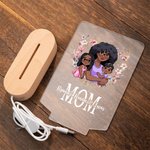 Personalisierte herzförmige Kranz Cartoon Mama und 1-2 Kinder LED-Nachtlicht mit Namen und Holzsockel Home Desk Decor Muttertag Geschenk für Mama Oma