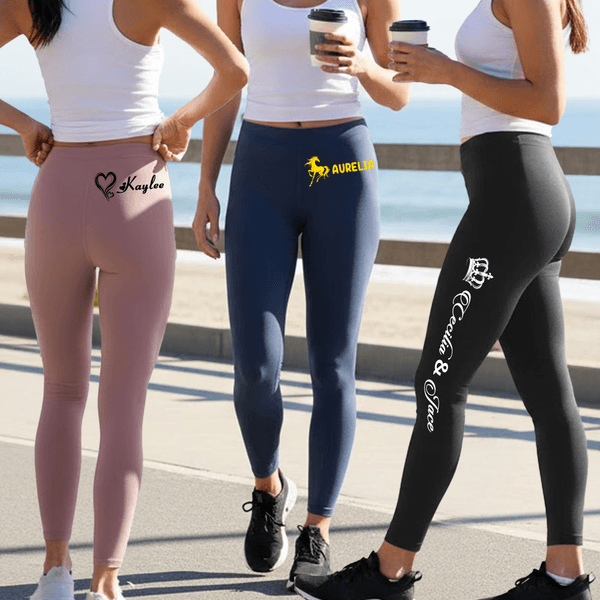 Personalized Paw Print Heart Dove Butterfly Horse Stretch Leggings Yoga Pants with Name Daily Sports Accessories Birthday Gift for Women