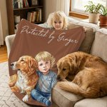 Personalised Watercolour Hand-Painted Style Photo Throw Blanket with Name Home Decor Birthday Pet Memorial Gift for Pet Owners Lovers