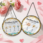 Personalised Birth Flower Sun Catcher Glass Acrylic Ornament with Name and Diamond Window Decoration Birthday Gift for Mom Grandma