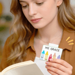 Personalised Cute Colour Crayons Magnetic Bookmark Clip with Name Teacher's Day Birthday Gift for Book Lover Bookworm Teacher