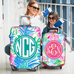 Couvre-bagages personnalisé avec monogramme de fleurs tropicales pour une valise de 18 à 32 pouces Accessoires de voyage Cadeau d'anniversaire pour les amoureux du voyage Amis