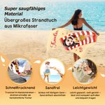 Personalisiertes Strandtuch in Übergröße mit Namen und Cartoonfigur im sommerlichen Design Optional mit Turnbeutel Sommerausflug Geschenk für Familie