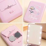 Specchio pieghevole personalizzato con nome, iniziale e fiore di nascita - Regalo di compleanno perfetto per amiche appassionate di trucchi