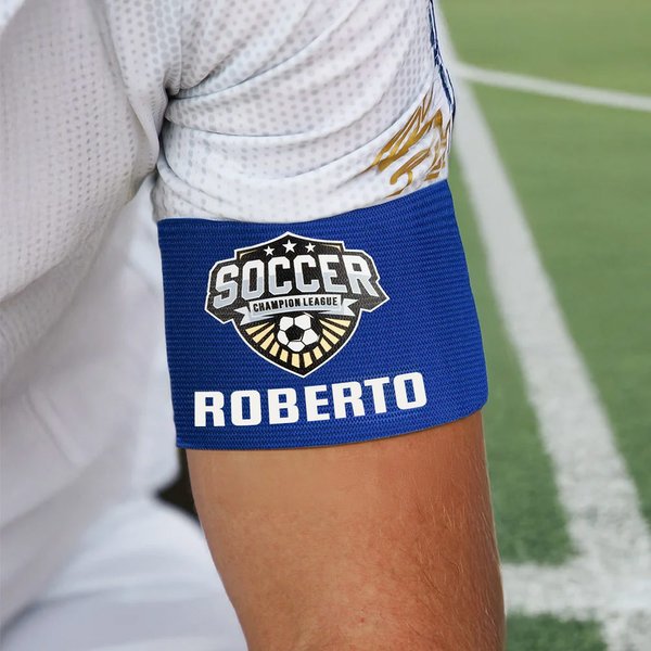 Fascia da braccio personalizzata con nome e logo, colori vivaci, per calcio e basket - Regalo di compleanno per squadre e giocatori