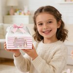 Personalised Cute Peter Rabbit Wreath Bee Bow Gift Box with Handle and Name Easter Party Gift for Boys Girls