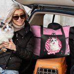 Gepersonaliseerde olieverfschilderij stijl huisdier foto grote Oxford tas met naam en mesh zakken Dagelijks gebruik Verjaardagscadeau voor huisdiereigenaren