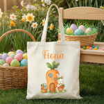 Personalized Easter Carrot Rabbit Canvas Bag with Name Daily Use Easter Gift for Kids Women