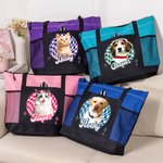 Gepersonaliseerde olieverfschilderij stijl huisdier foto grote Oxford tas met naam en mesh zakken Dagelijks gebruik Verjaardagscadeau voor huisdiereigenaren