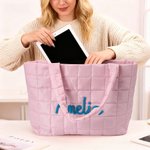 Personalisierte Multicolor Blume Lollipop Design bestickt Nylon Handtasche mit Winding Name Travel Essential Geburtstag Geschenk für Frauen