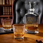 Personalized Vintage Golden Badge Whiskey Decanter with Name and Year Father's Day Birthday Gift for Men Whiskey Lovers