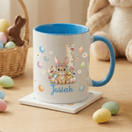 Personalised Cute Easter Bunny Ceramic Coffee Mug with Name and Initial Daily Use Easter Birthday Gift for Boys Girls