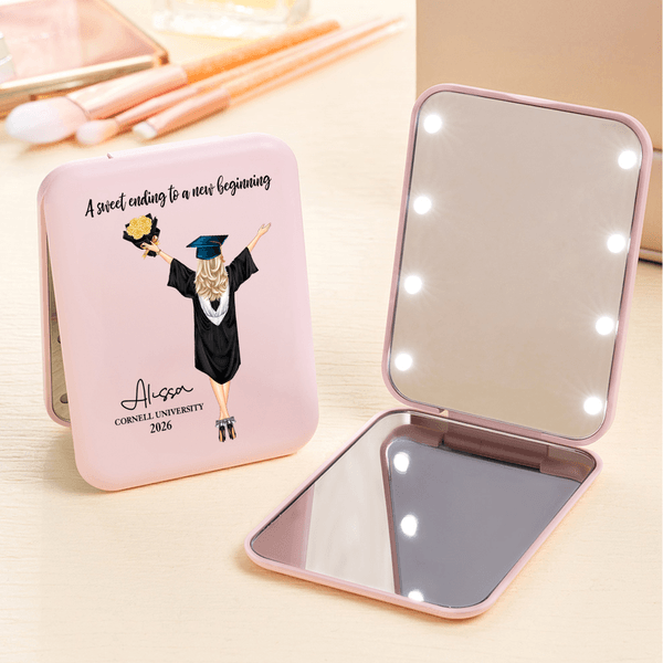 Miroir de maquillage double face avec lumière LED Cadeau d'anniversaire pour jeune fille diplômée