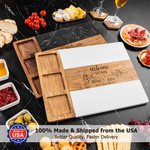 Personalized Engraved Name Text Marble 11 Pcs Cutting Board Coaster Set with Ceramic Bowl Made in USA Wedding Mother's Day Gift for Family Friend