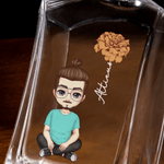 Personalized Cartoon Character Birth Flower Whiskey Decanter with Name Father's Day Birthday Gift for Fathers Bartenders