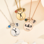 Personalizado Cheerleader Birthstone Collar Mujeres Joyas con Nombre y Colgante Cumpleaños Aniversario Regalo para Cheerleaders