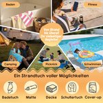 Personalisiertes Strandtuch in Übergröße mit Namen und Cartoonfigur im sommerlichen Design Optional mit Turnbeutel Sommerausflug Geschenk für Familie