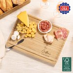 Personalized Name Date FSC Bamboo Engraving Charcuterie Cutting Board with Juice Groove Made in USA Wedding Housewarming Gift for Family