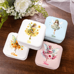 Personalised Birth Flower Elf Girl PU Leather Jewellery Box with Name Travel Essentials Wedding Bridal Shower Gift for Women