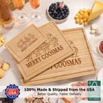 Personalized Christmas-Themed Engraved Text FSC Bamboo Charcuterie Cutting Board with Juice Groove Made in USA Housewarming Christmas Gift for Family