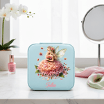 Personalised Birth Flower Elf Girl PU Leather Jewellery Box with Name Travel Essentials Wedding Bridal Shower Gift for Women