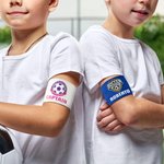 Fascia da braccio personalizzata con nome e logo, colori vivaci, per calcio e basket - Regalo di compleanno per squadre e giocatori