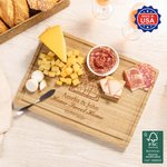 Personalized Engraved Name Heart House Map FSC Bamboo Charcuterie Cutting Board with Juice Groove Made in USA Wedding Gift for Couple Family