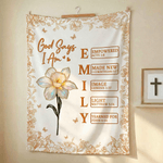 Henkilökohtainen Jumala sanoo, että olen syntynyt kukka pehmeä heittopeitto, jossa nimi kotikäyttöön Äitienpäivälahja äidille isoäidille