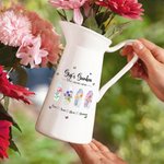 Personalized 1-8 Watercolor Birth Flowers Butterfly Ceramic Vase with Names and Handle Home Decor Mother's Day Birthday Gift for Mom Grandma