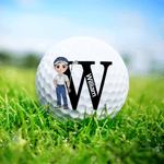 Personalised Cartoon Character Golf Ball with Name and Initial Birthday Sports Game Day Gift for Golfers Golf Players