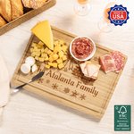 Personalized Magic Santa Claus FSC Bamboo Charcuterie Cutting Board with Engraved Text and Juice Groove Made in USA Christmas Gift for Family