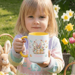 Personalised Cute Easter Bunny Ceramic Coffee Mug with Name and Initial Daily Use Easter Birthday Gift for Boys Girls