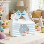Personalised Cute Peter Rabbit Wreath Bee Bow Gift Box with Handle and Name Easter Party Gift for Boys Girls