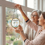 Personalised Birth Flower Sun Catcher Glass Acrylic Ornament with Name and Diamond Window Decoration Birthday Gift for Mom Grandma