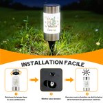 Lampe solaire de jardin étanche personnalisée avec motif de lapin nom et initiale - Cadeau de fête de Pâques pour la famille et les enfants