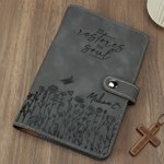 Personalised He Restores My Soul Flower PU Leather Journal Notebook with Name and Snap Button Closure Daily Use Birthday Gift for Christians