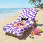 Serviette de plage à séchage rapide personnalisée avec nom Accessoire de vacances d'été Cadeau d'anniversaire pour les enfants