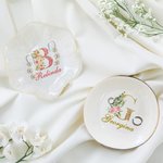 Vassoio portagioie personalizzato con nome e iniziali floreali Matrimonio Fidanzamento Compleanno Festa della Mamma Regalo per la sposa Fidanzata Amica