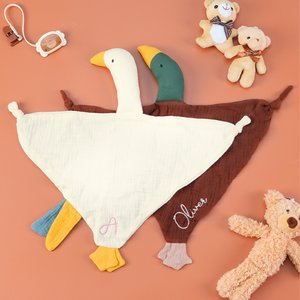 Personlig söt Mallard Duck Goose 100% bomull mjuk baby säkerhet filt med broderat namn födelsedag baby shower present för nyfödda nya mamma
