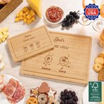 Personalized Engraved Cookie Crew FSC Bamboo Charcuterie Cutting Board with 1-8 Names and Juice Groove Made in USA Mother's Day Gift for Mom Grandma