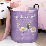 Personalized 1-10 Birth Flowers Waterproof Laundry Storage Basket with Name and Handle Housewarming Birthday Gift for Mom Grandma