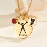 Personalizado Cheerleader Birthstone Collar Mujeres Joyas con Nombre y Colgante Cumpleaños Aniversario Regalo para Cheerleaders